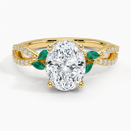 Luxe Willow Lab Emerald and Diamond Ring (1/8 ct. tw.)