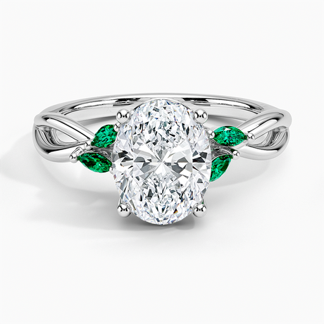 Willow Ring With Lab Emerald Accents