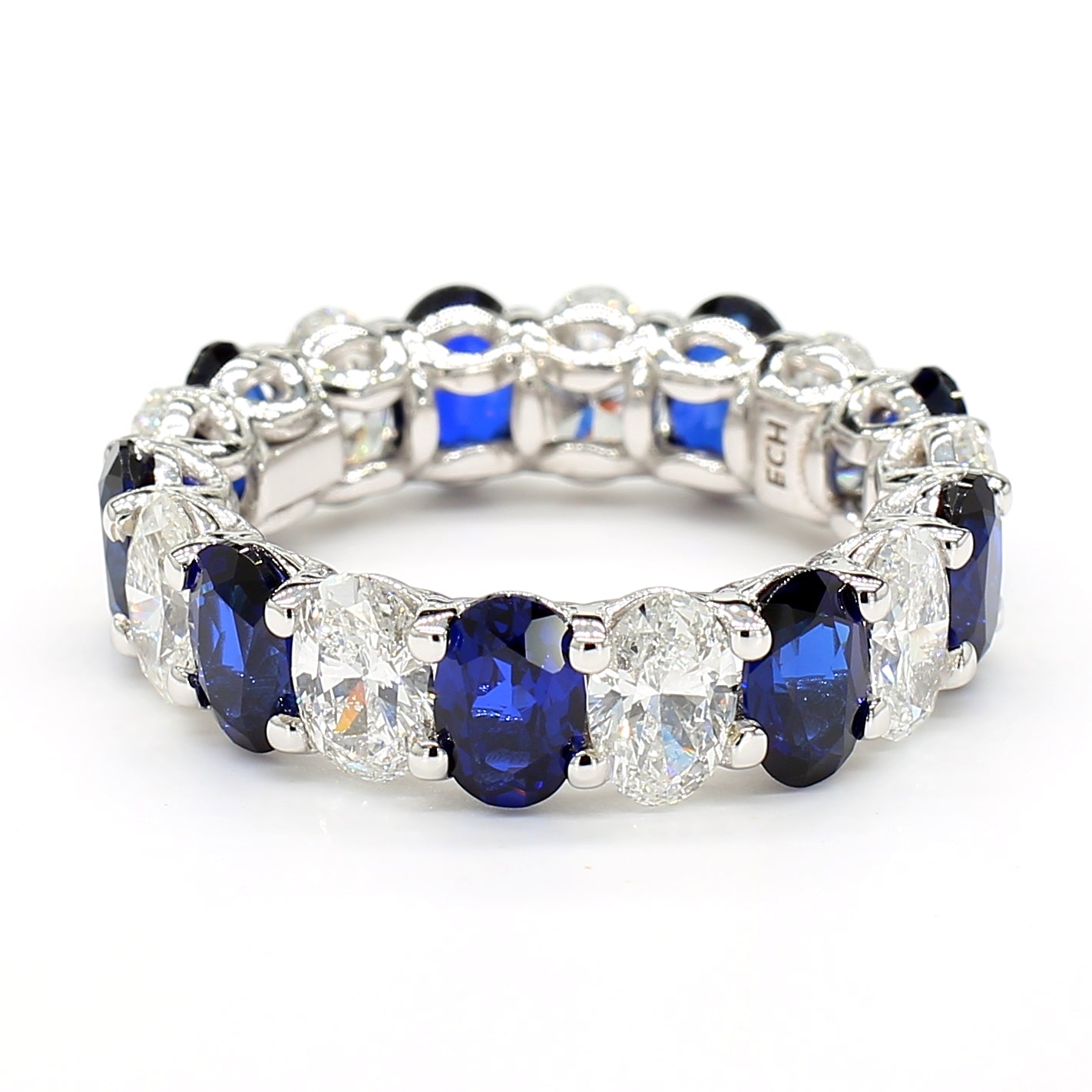 Revival Diamond 14K White Gold Eternity Band Ring Pear-Shaped and Diamonds for Women