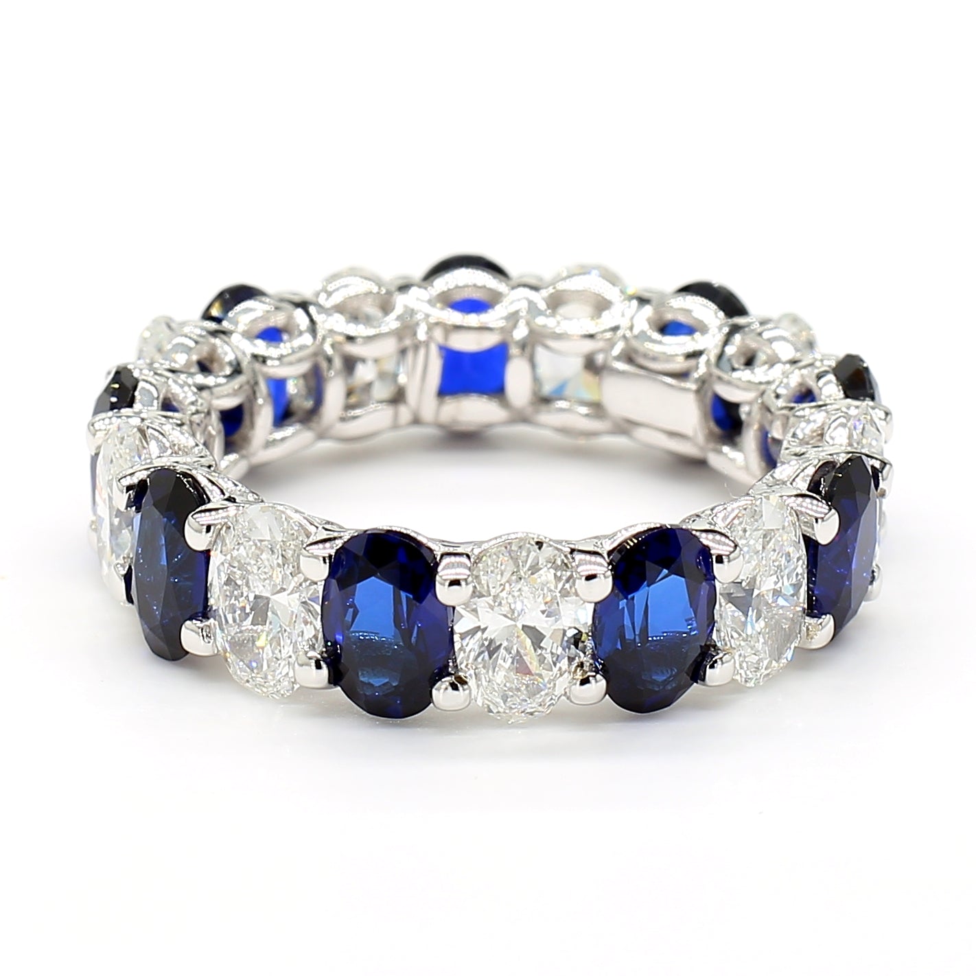 Revival Diamond 14K White Gold Eternity Band Ring Pear-Shaped and Diamonds for Women