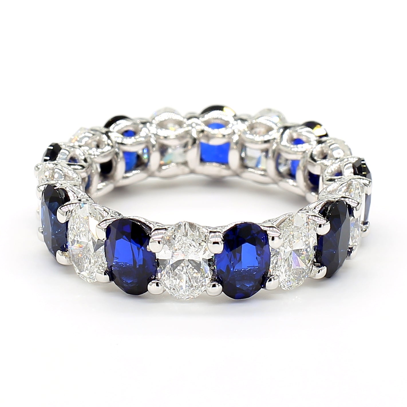 Revival Diamond 14K White Gold Eternity Band Ring Pear-Shaped and Diamonds for Women