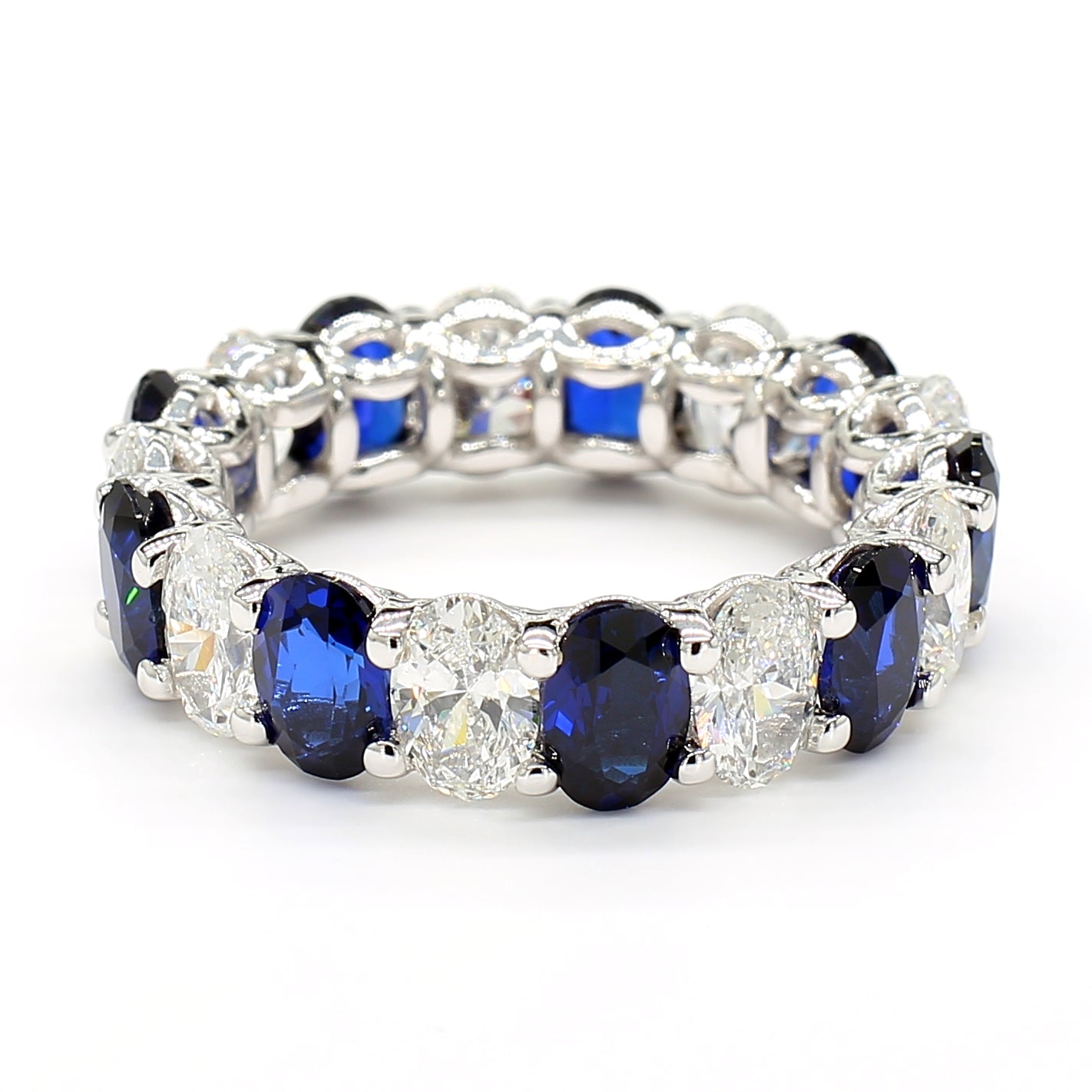 Revival Diamond 14K White Gold Eternity Band Ring Pear-Shaped and Diamonds for Women