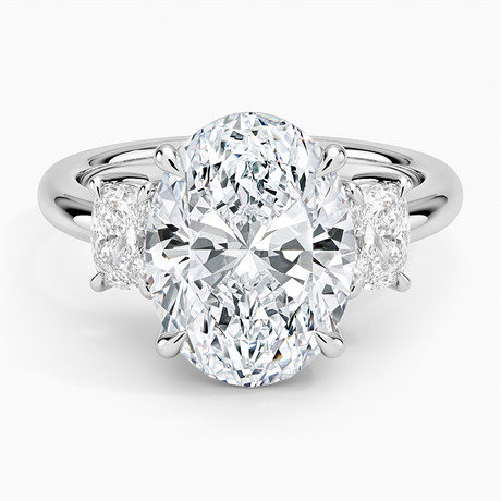 Faye Elongated Cushion Three Stone Diamond Ring