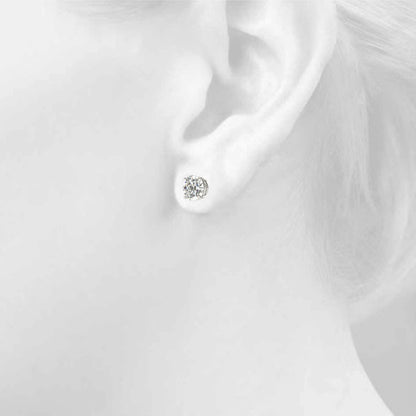 2.00 Carat 14K White Gold Lab Grown Diamond Solitaire Stud Earrings | Round Shape Push Back Prong Setting Revival Diamonds Earrings