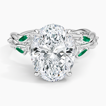 Secret Garden Lab Emerald and Diamond Ring (1/4 ct. tw.)