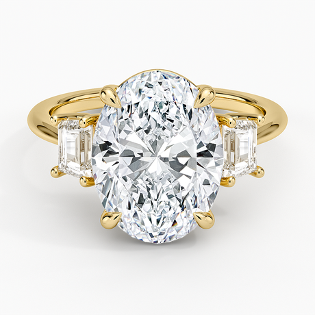 Embrace Three Stone Trapezoid Diamond Ring