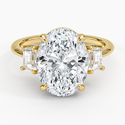 Embrace Three Stone Trapezoid Diamond Ring