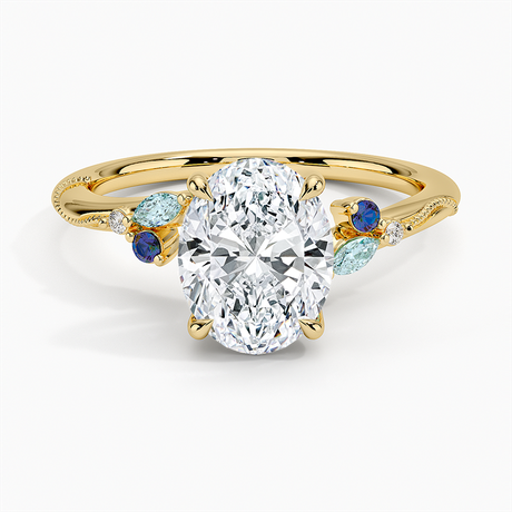 Camellia Indigo Milgrain Ring
