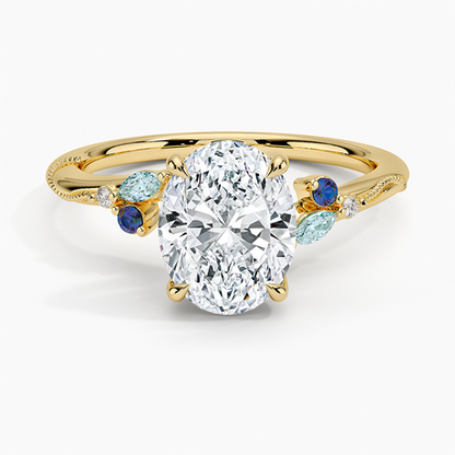 Camellia Indigo Milgrain Ring