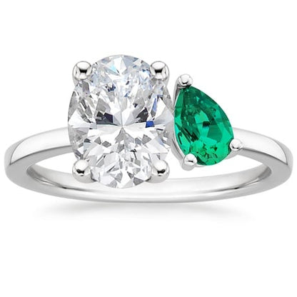 Viridian Toi et Moi Diamond Ring