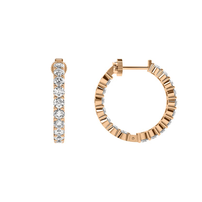 TwistLock™ 14K Gold Inside-Out Hoop Earrings Lab Grown Diamond Secure Twist Lock Closure Patent Pending Lock