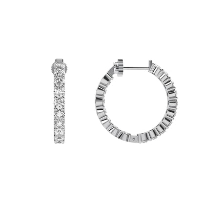 TwistLock™ 14K Gold Inside-Out Hoop Earrings Lab Grown Diamond Secure Twist Lock Closure Patent Pending Lock