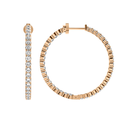 TwistLock™ 14K Gold Inside-Out Hoop Earrings Lab Grown Diamond Secure Twist Lock Closure Patent Pending Lock