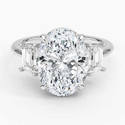 Luxe Embrace Three Stone Trapezoid Diamond Ring