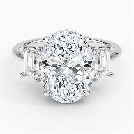 Luxe Embrace Three Stone Trapezoid Diamond Ring