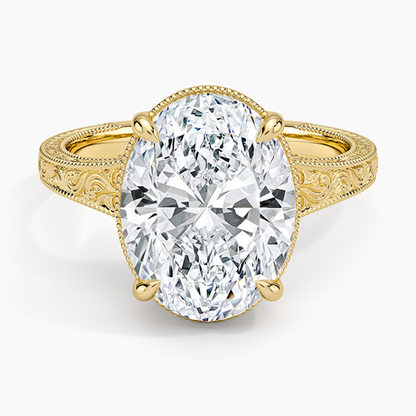 Tapered Elsie Engraved Solitaire Ring