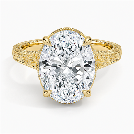 Tapered Elsie Engraved Solitaire Ring