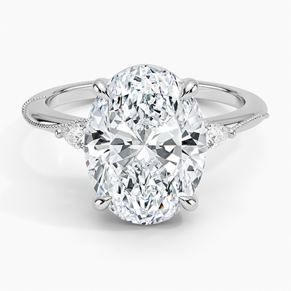 Camellia Three Stone Pear Diamond Ring