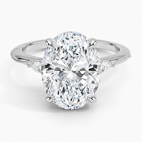 Camellia Three Stone Pear Diamond Ring