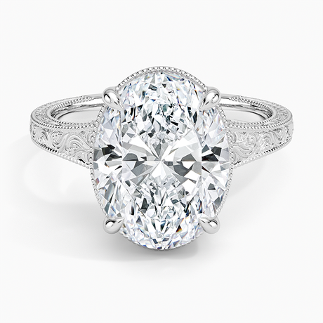 Tapered Elsie Engraved Solitaire Ring
