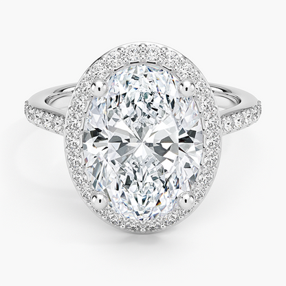 Halo Diamond Ring with Side Stones (1/3 ct. tw.)
