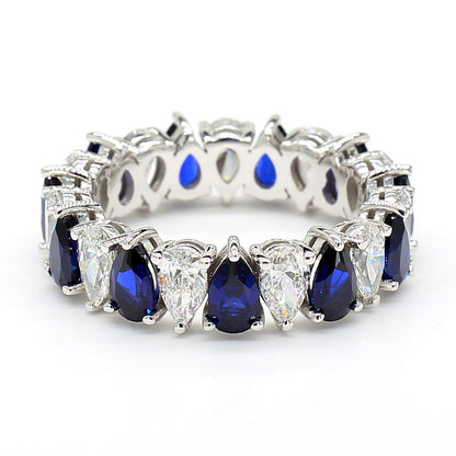 Revival Diamond Womens 14K White Gold Eternity Band Ring Pear-Shaped and Diamonds