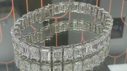 Emeral-Cut Lab Grown Diamond Tennis Bracelets 33ct.tw EF VS1+