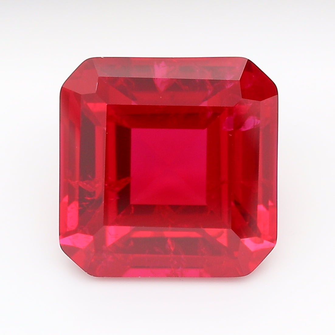 6.44 Carat Pigeon Blood Square Emerald Cut Cut Lab Grown Ruby