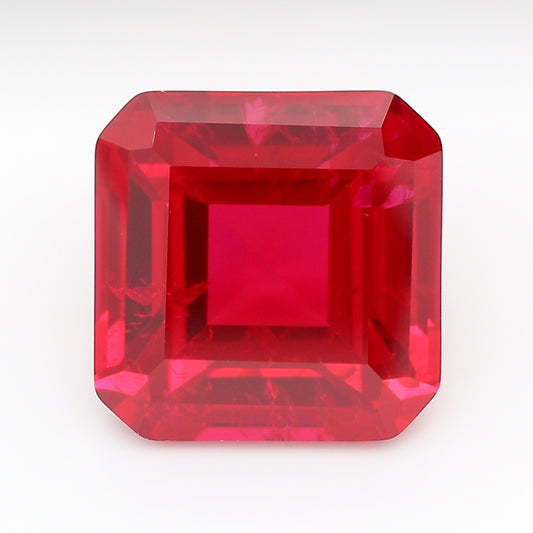 6.44 Carat Pigeon Blood Square Emerald Cut Cut Lab Grown Ruby