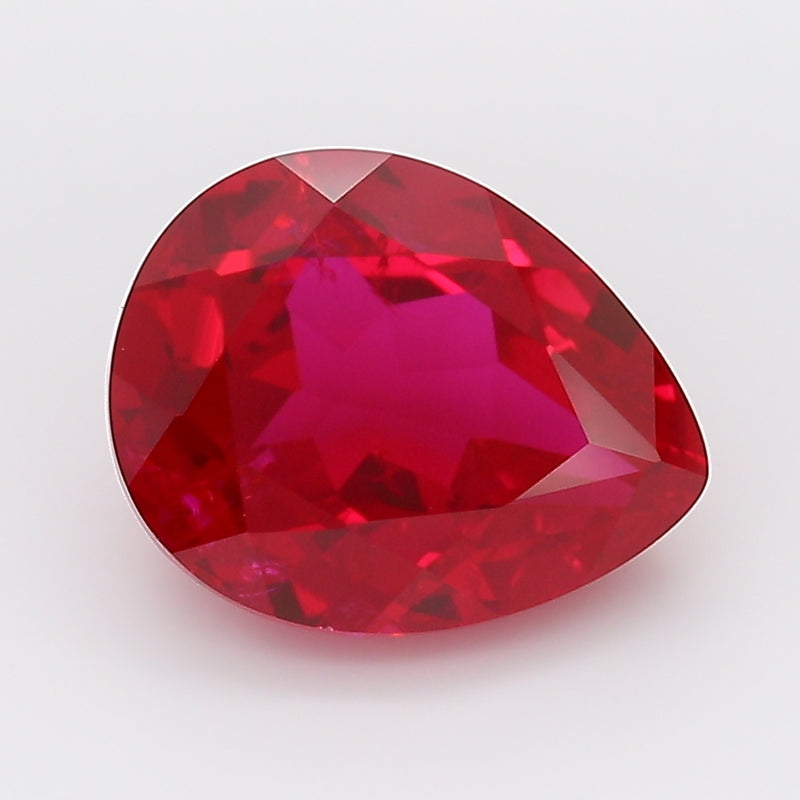 3.28 Carat Pigeon Blood Pear Cut Lab Grown Ruby