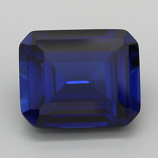 5.77 Carat Blue Emerald Cut Lab Grown Sapphire
