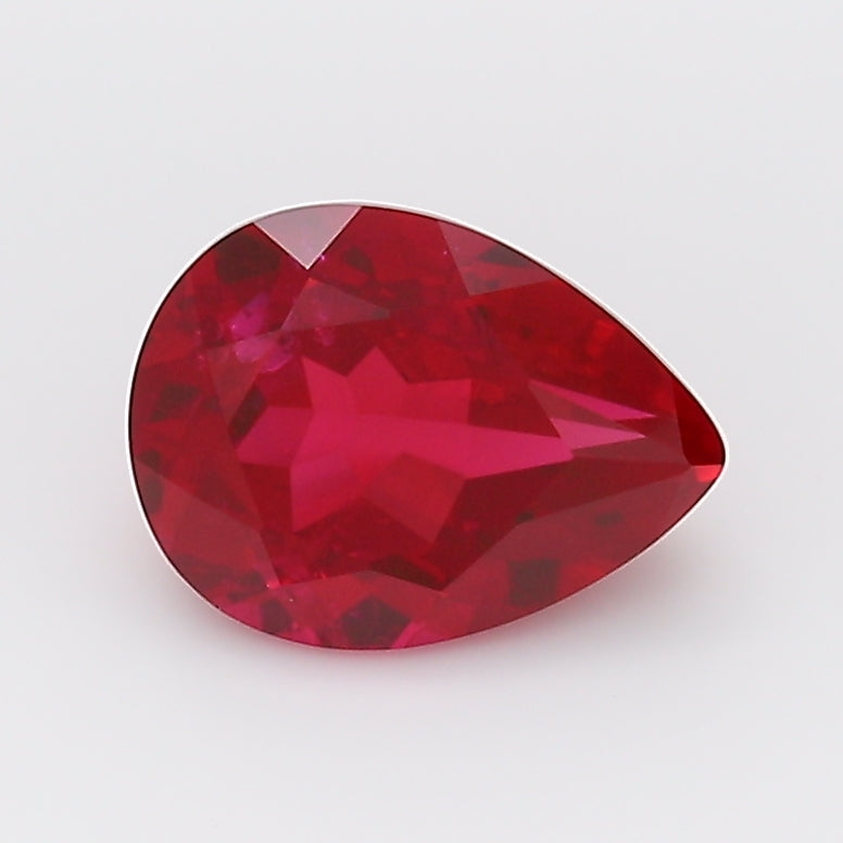 1.46 Carat Pigeon Blood Pear Cut Lab Grown Ruby