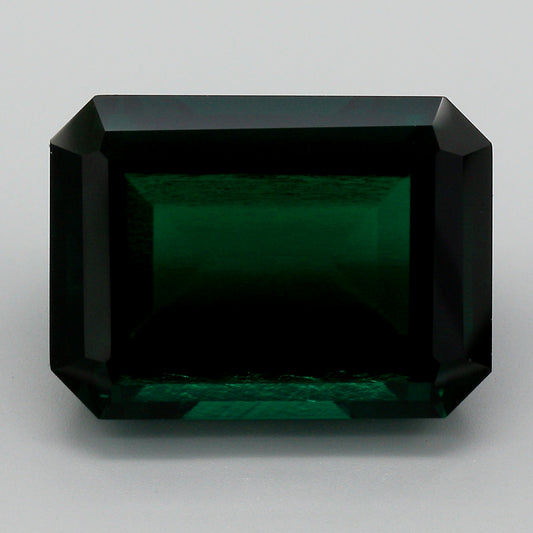13.87 Carat Vivid Green Emerald Cut Lab Grown Colombian Emerald