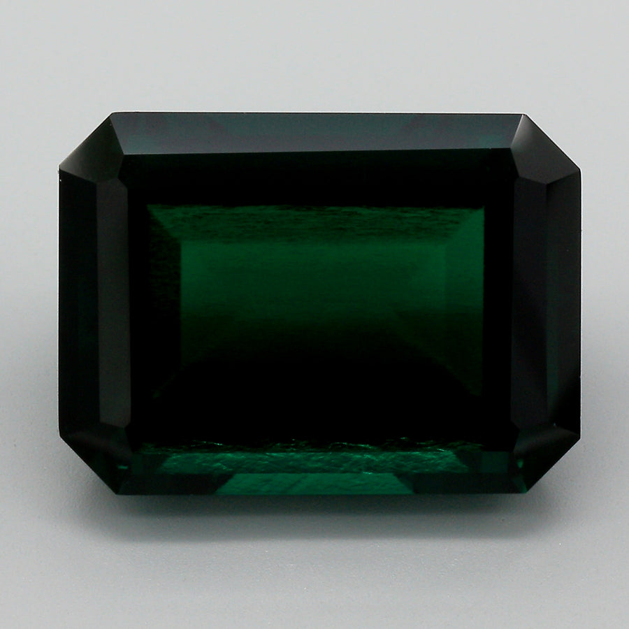 13.87 Carat Vivid Green Emerald Cut Lab Grown Colombian Emerald