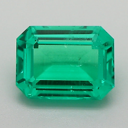 1.41 Carat Green Emerald Cut Lab Grown Colombian Emerald