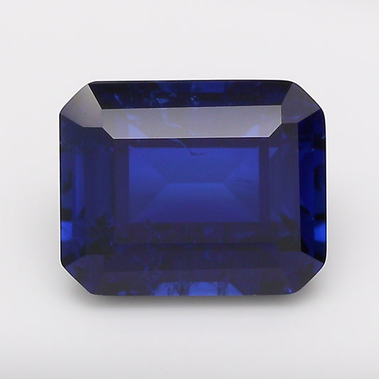 4.36 Carat Royal Blue Emerald Cut Lab Grown Sapphire