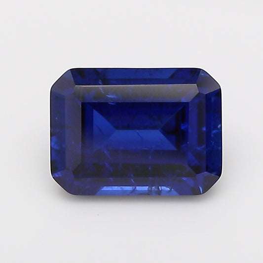 1.86 Carat Royal Blue Emerald Cut Lab Grown Sapphire