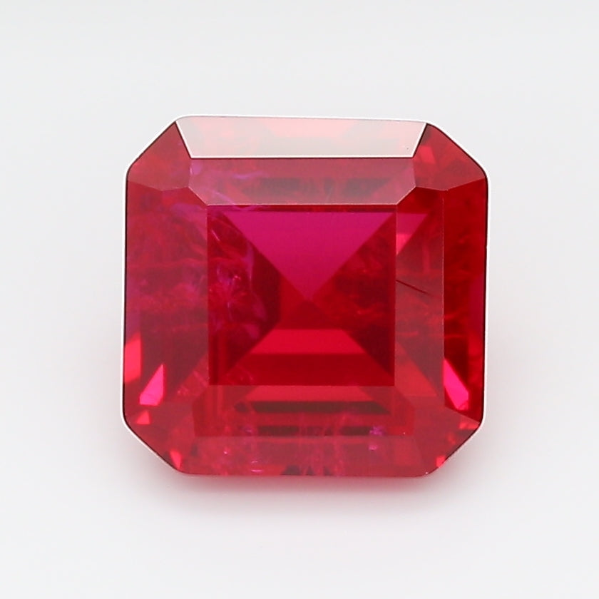 2.2 Carat Pigeon Blood Square Emerald Cut Cut Lab Grown Ruby