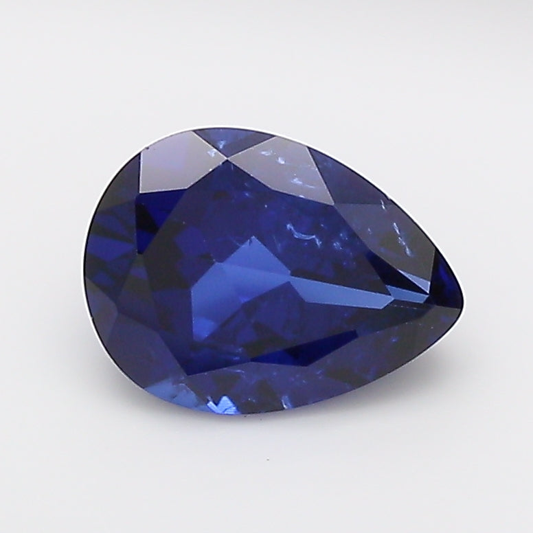 1.43 Carat Royal Blue Pear Cut Lab Grown Sapphire