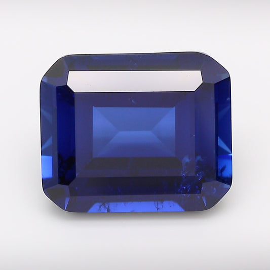 7.62 Carat Royal Blue Emerald Cut Lab Grown Sapphire
