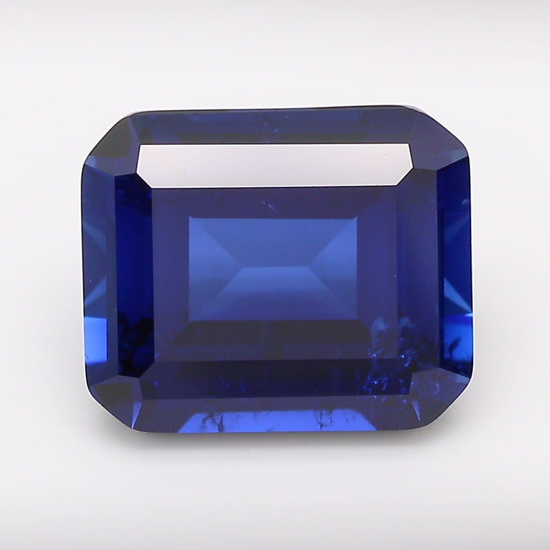 7.62 Carat Royal Blue Emerald Cut Lab Grown Sapphire