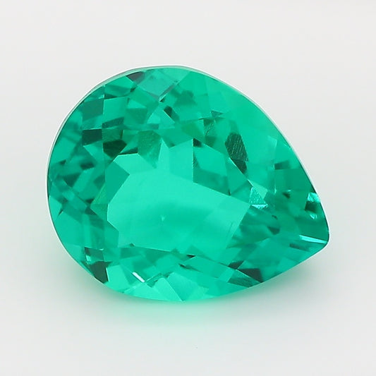 3.21 Carat Green Pear Cut Lab Grown Colombian Emerald