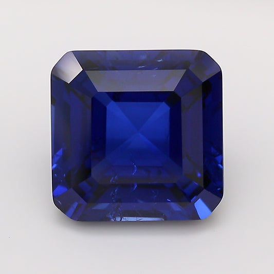 4.49 Carat Royal Blue Square Emerald Cut Cut Lab Grown Sapphire