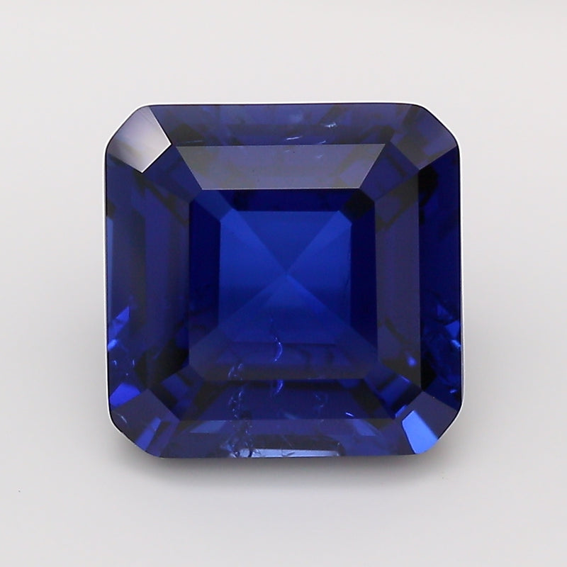 4.49 Carat Royal Blue Square Emerald Cut Cut Lab Grown Sapphire