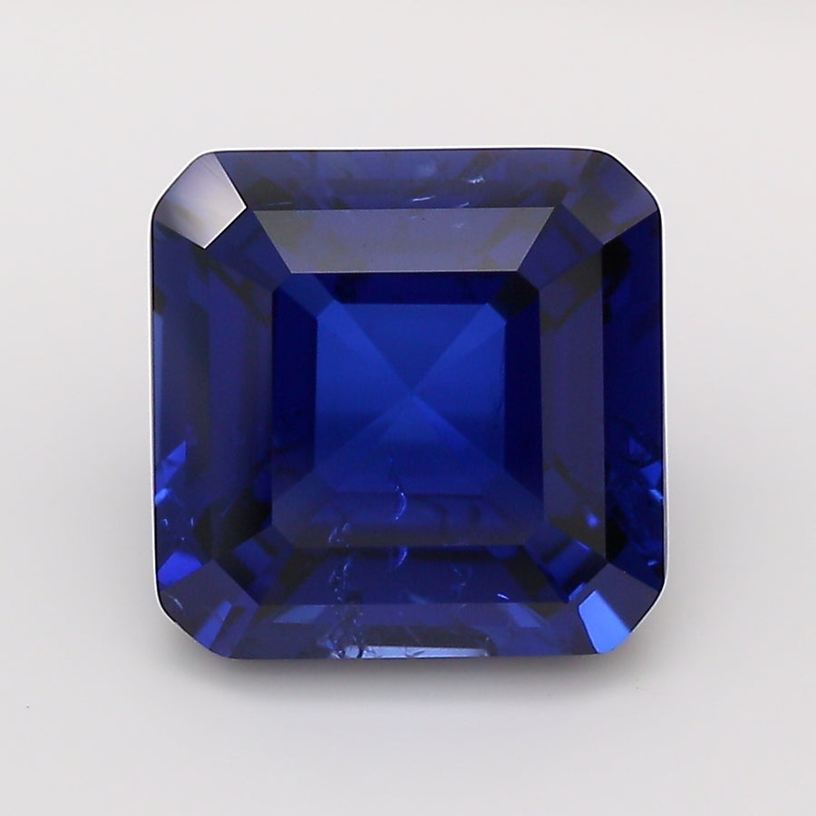 4.49 Carat Royal Blue Square Emerald Cut Cut Lab Grown Sapphire