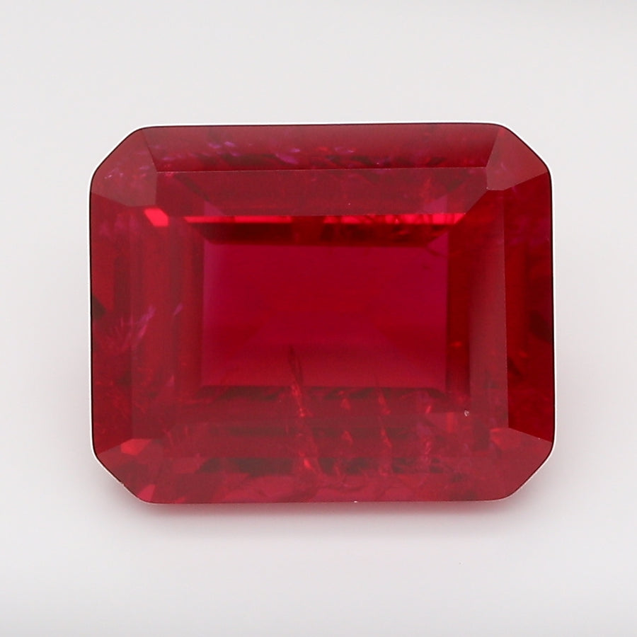 5.81 Carat Pigeon Blood Emerald Cut Lab Grown Ruby