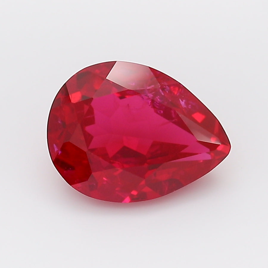 2.07 Carat Pigeon Blood Pear Cut Lab Grown Ruby