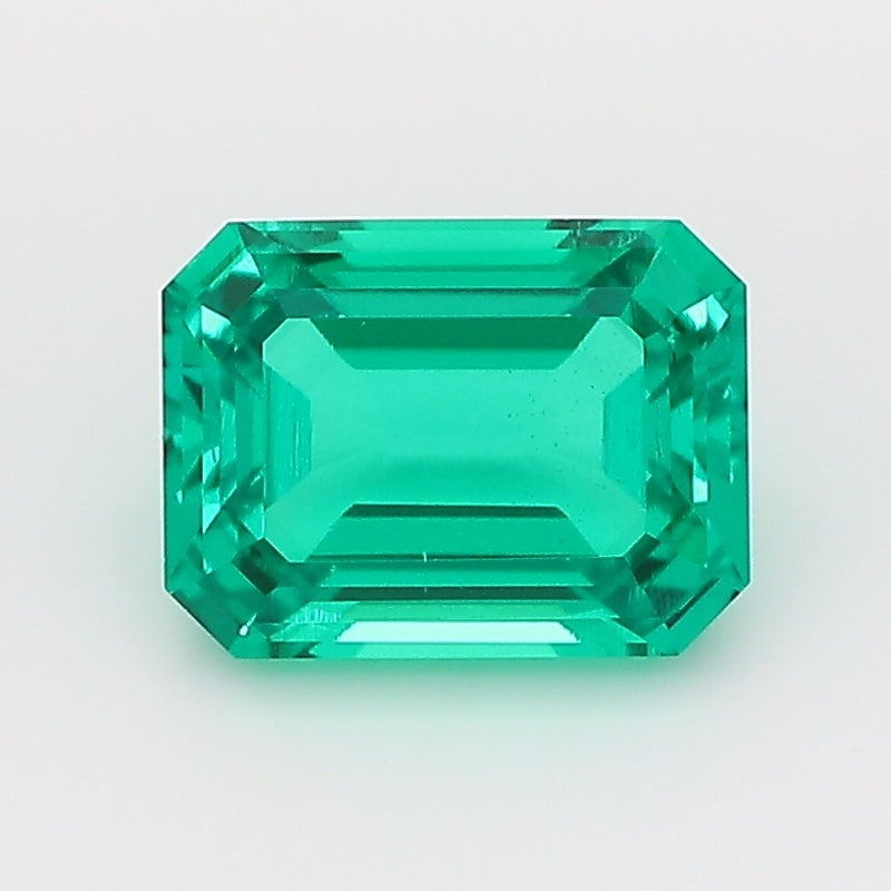 1.43 Carat Green Emerald Cut Lab Grown Colombian Emerald