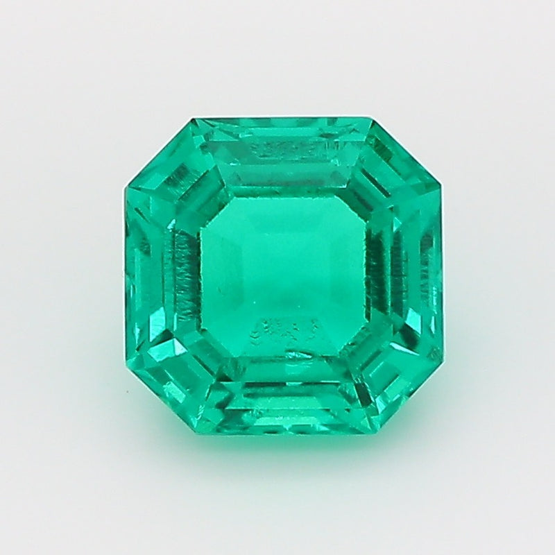 1.54 Carat Green Square Emerald Cut Cut Lab Grown Colombian Emerald