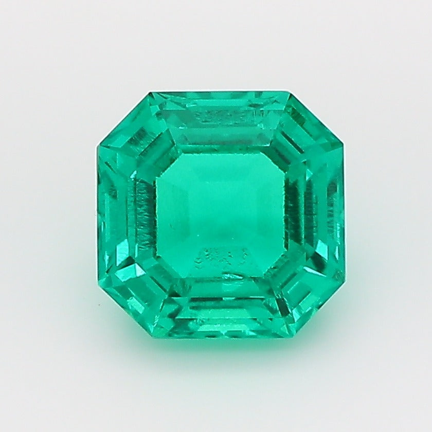 1.54 Carat Green Square Emerald Cut Cut Lab Grown Colombian Emerald
